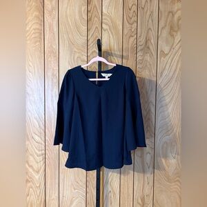 Davi & Dani Navy Flowy V-Neck Blouse
